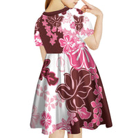 Pink Hibiscus Plumeria Floral Kid Short Sleeve Dress LT01 - Polynesian Pride
