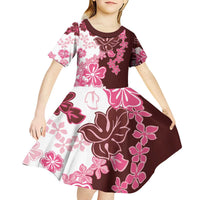 Pink Hibiscus Plumeria Floral Kid Short Sleeve Dress LT01 - Polynesian Pride