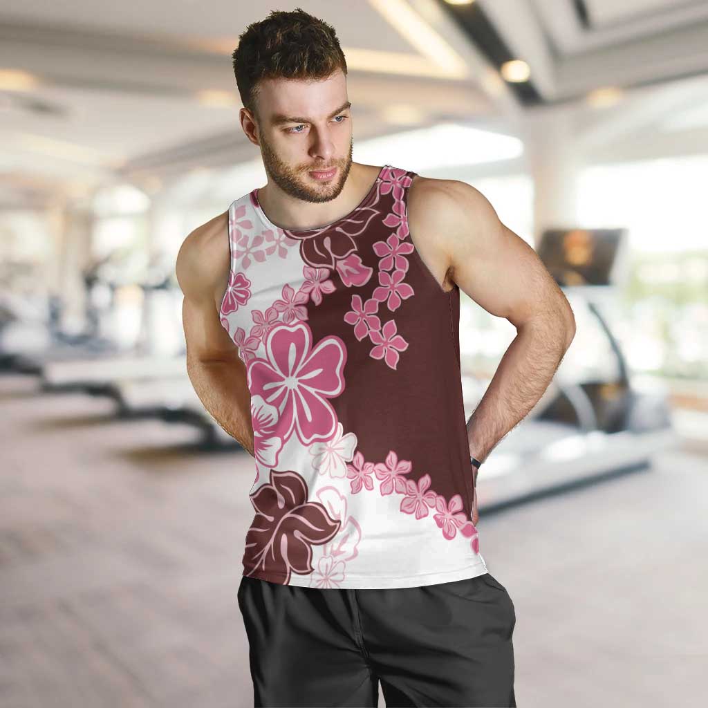 Pink Hibiscus Plumeria Floral Men Tank Top - Polynesian Pride