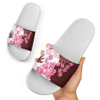 Pink Hibiscus Plumeria Floral Slide Sandals - Polynesian Pride