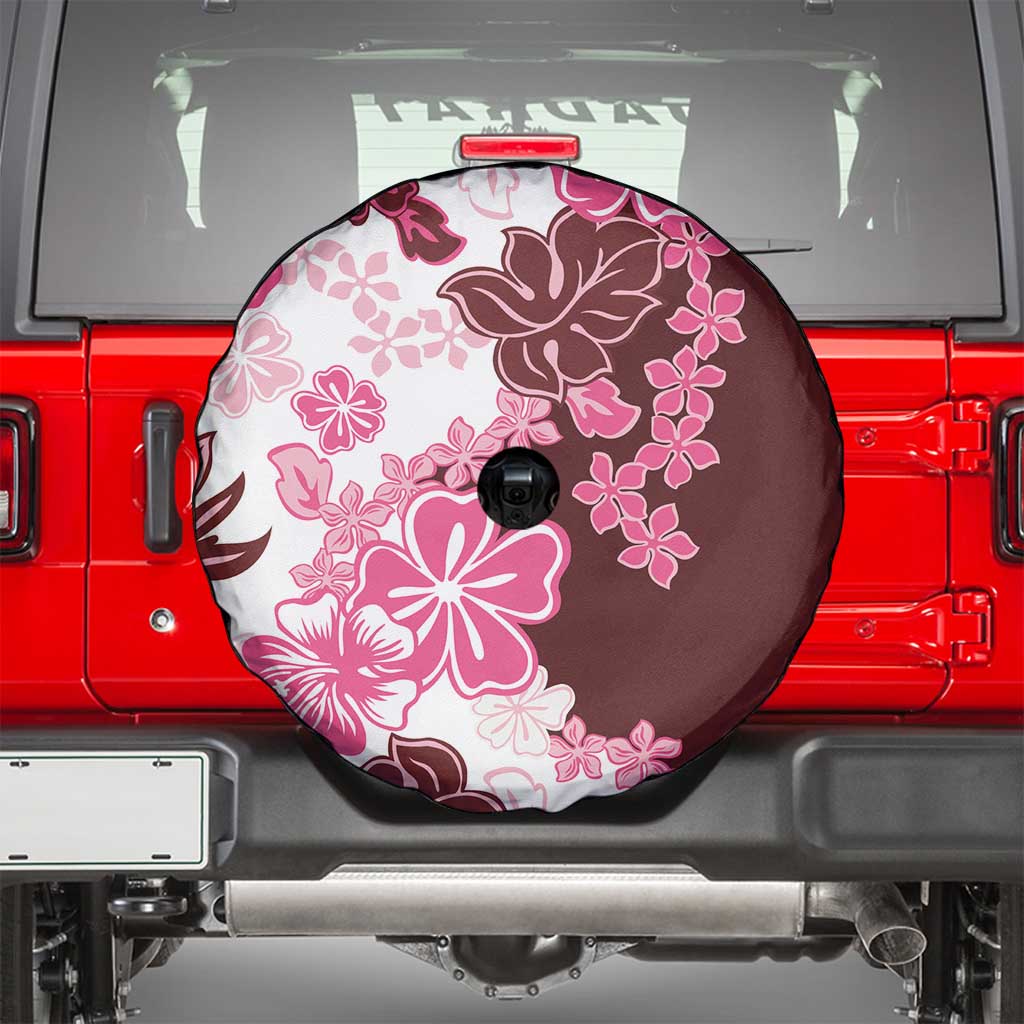 Pink Hibiscus Plumeria Floral Spare Tire Cover - Polynesian Pride