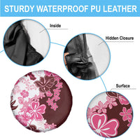 Pink Hibiscus Plumeria Floral Spare Tire Cover - Polynesian Pride