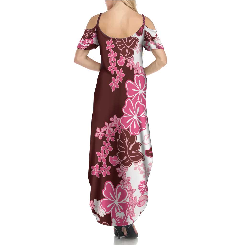 Pink Hibiscus Plumeria Floral Summer Maxi Dress - Polynesian Pride