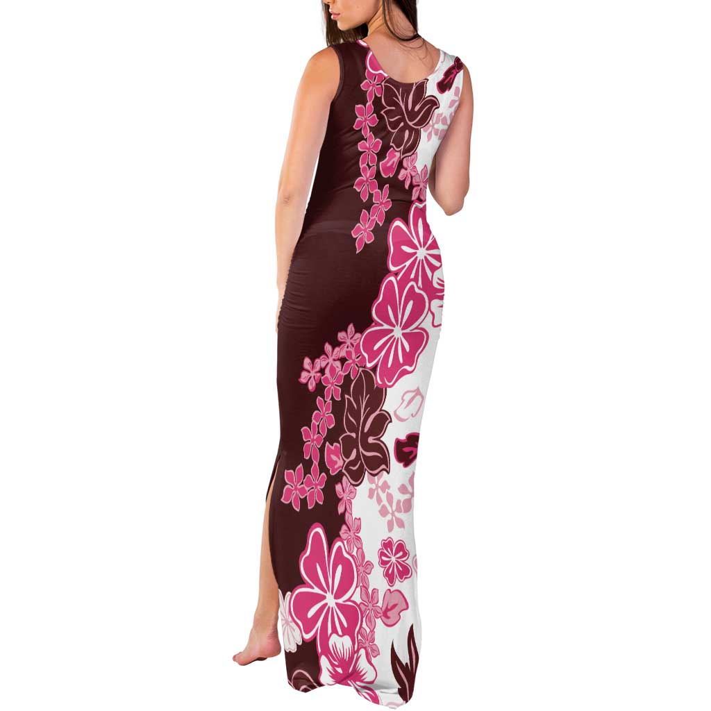 Pink Hibiscus Plumeria Floral Tank Maxi Dress - Polynesian Pride