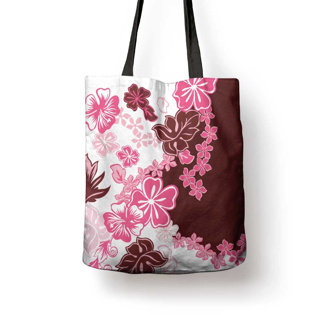Pink Hibiscus Plumeria Floral Tote Bag - Polynesian Pride