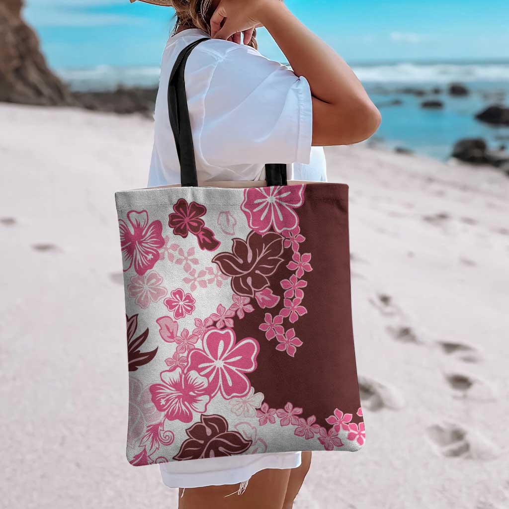 Pink Hibiscus Plumeria Floral Tote Bag - Polynesian Pride
