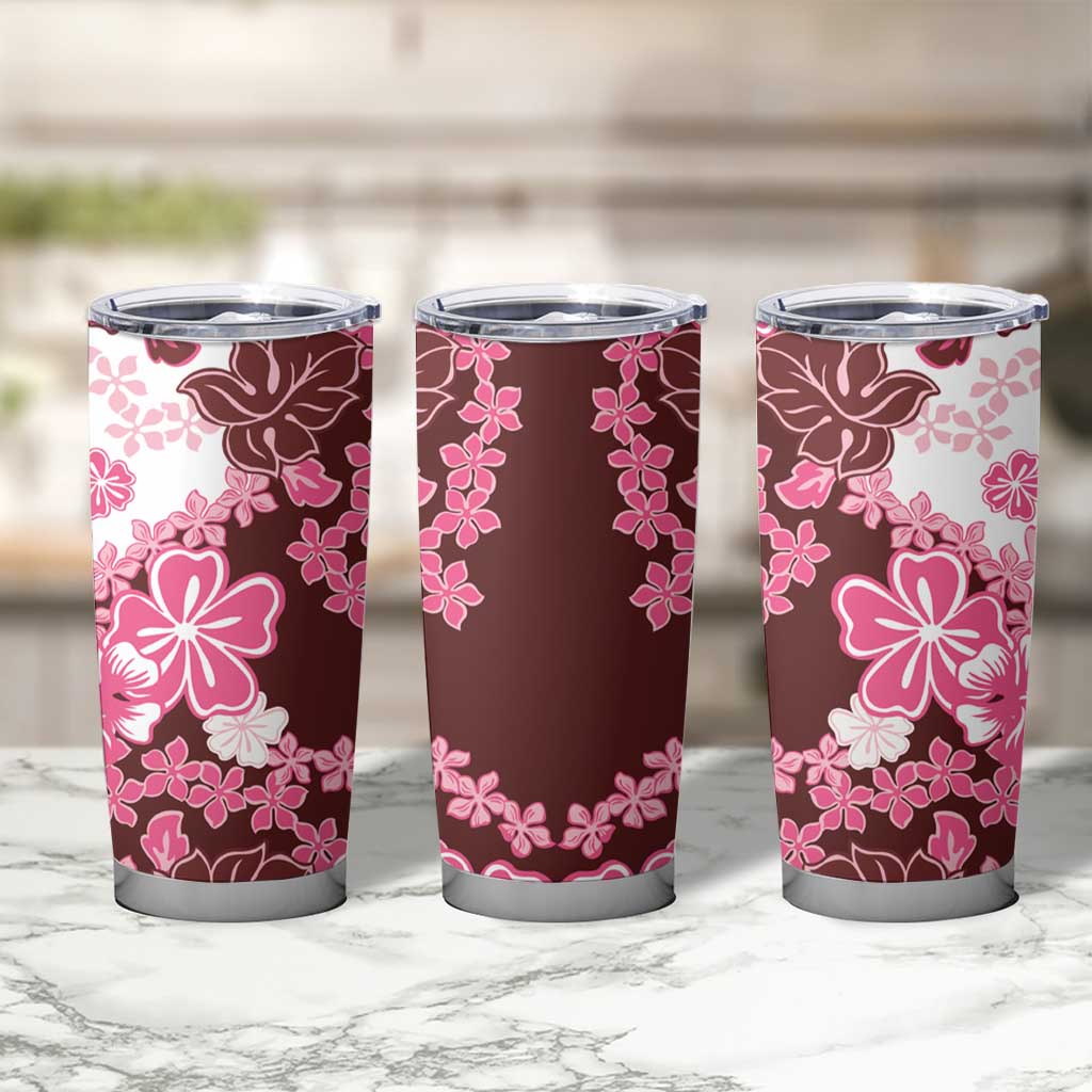 Pink Hibiscus Plumeria Floral Tumbler Cup - Polynesian Pride