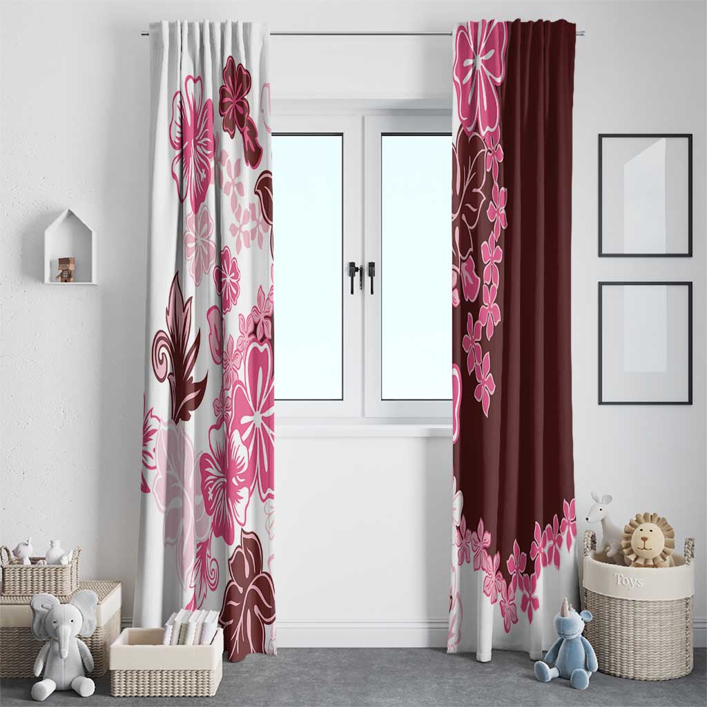 Pink Hibiscus Plumeria Floral Window Curtain - Polynesian Pride