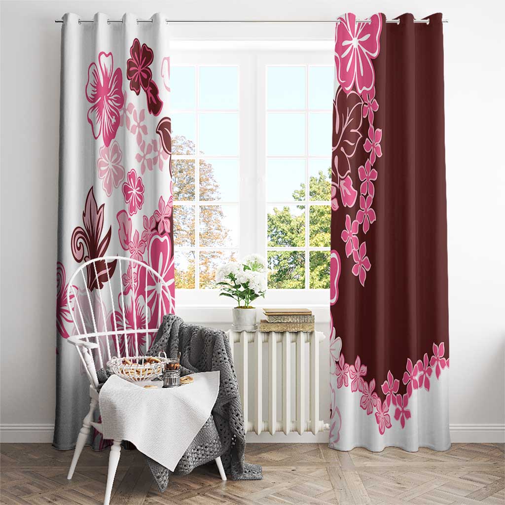 Pink Hibiscus Plumeria Floral Window Curtain - Polynesian Pride