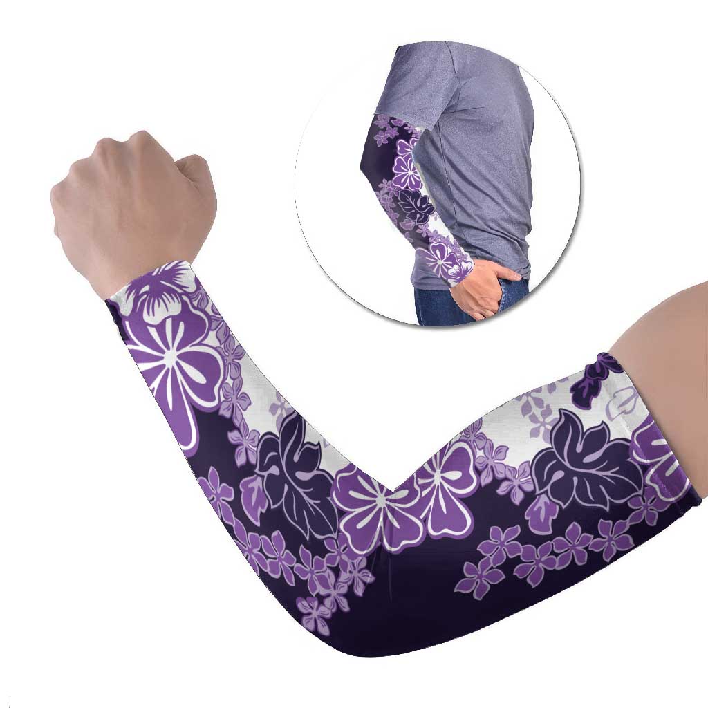 Purple Hibiscus Plumeria Floral Arm Sleeves - Polynesian Pride