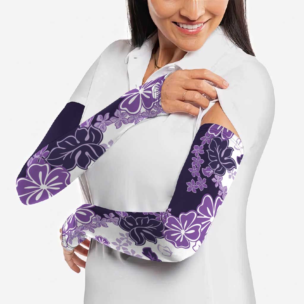 Purple Hibiscus Plumeria Floral Arm Sleeves - Polynesian Pride