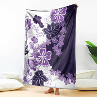 Purple Hibiscus Plumeria Floral Blanket - Polynesian Pride