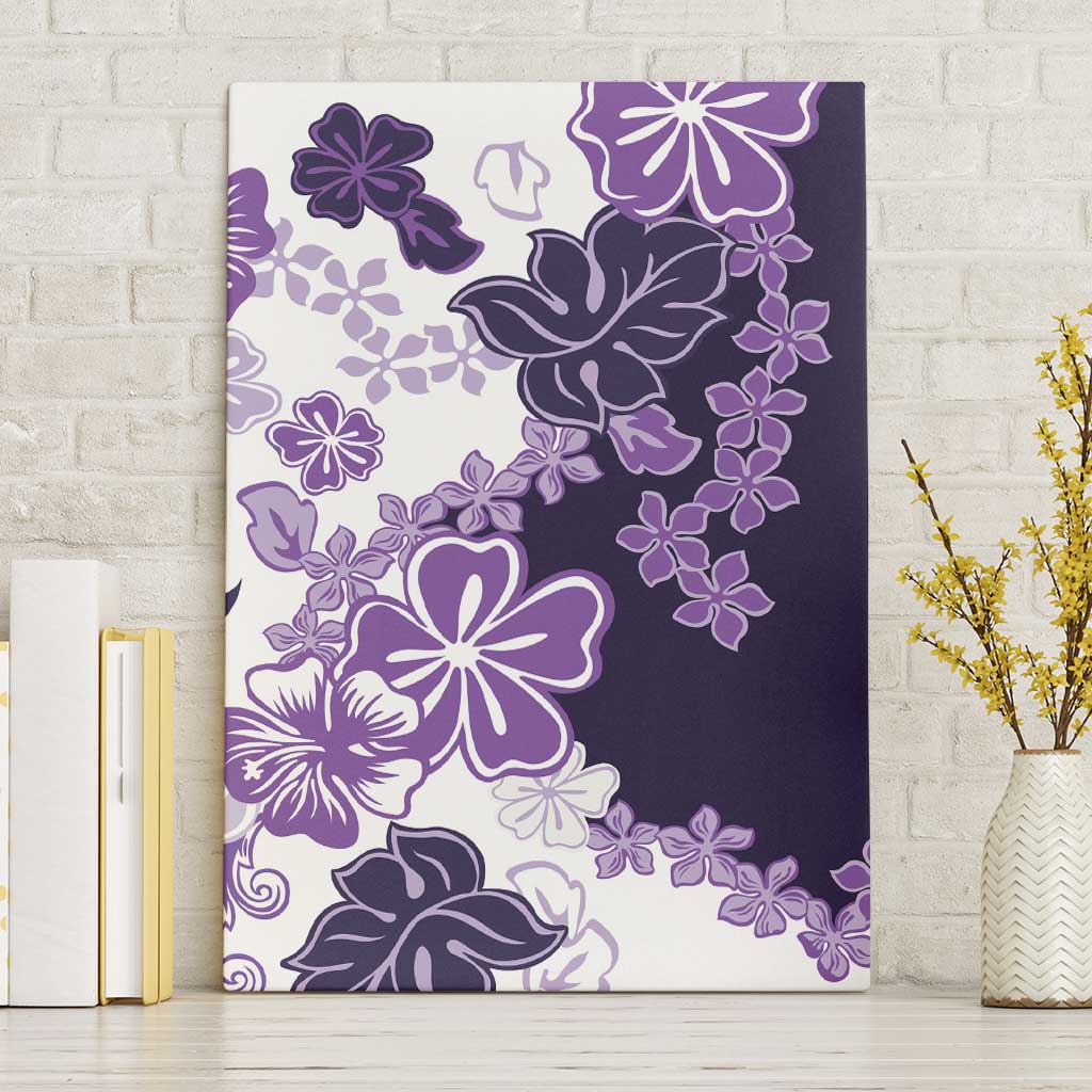 Purple Hibiscus Plumeria Floral Canvas Wall Art - Polynesian Pride