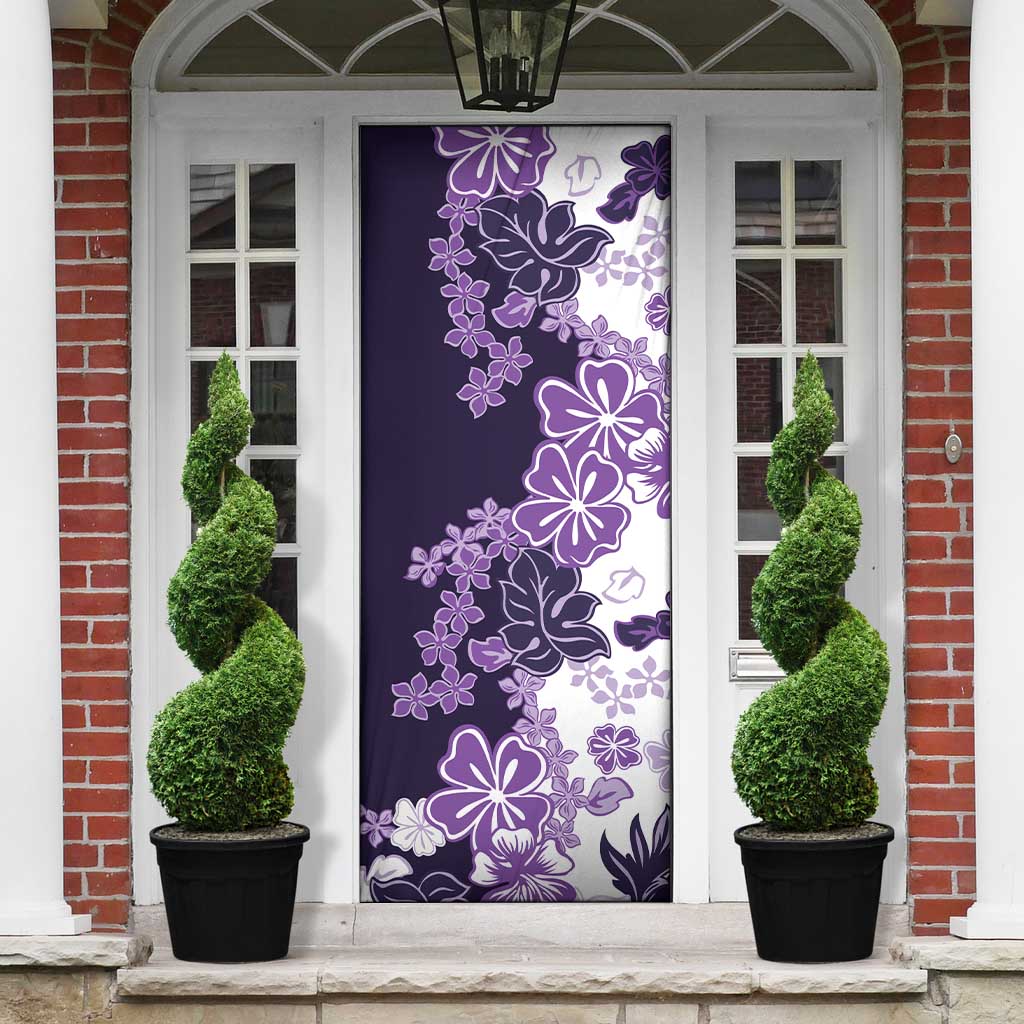 Purple Hibiscus Plumeria Floral Door Cover - Polynesian Pride