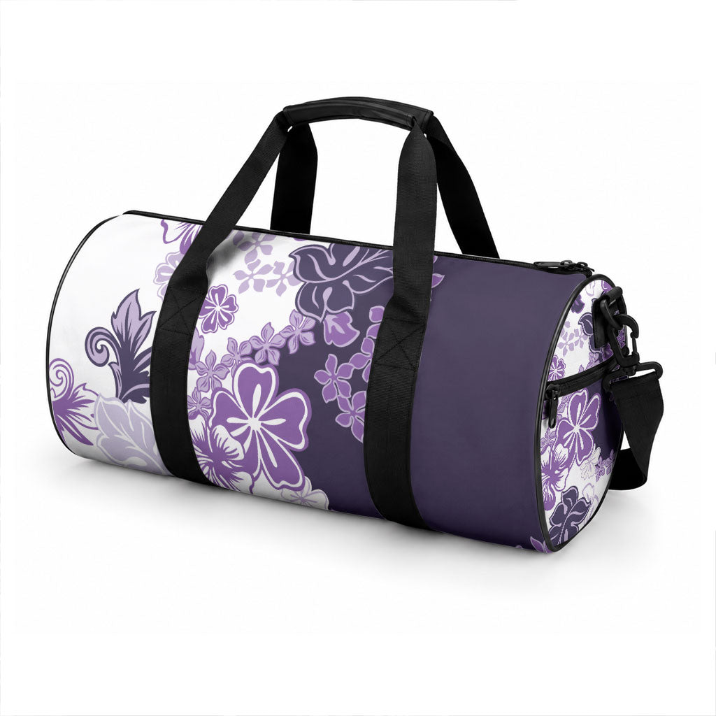 Purple Hibiscus Plumeria Floral Duffle Bag