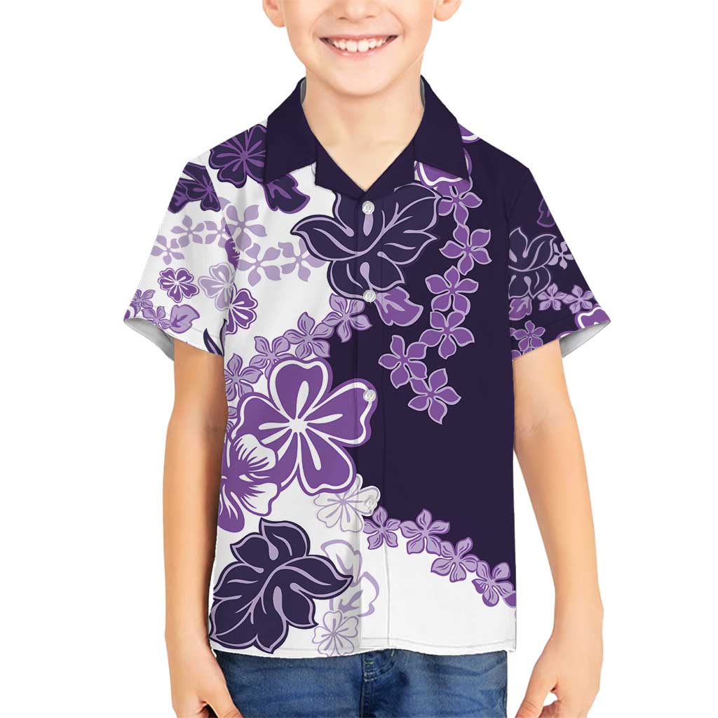 Purple Hibiscus Plumeria Floral Family Matching Long Sleeve Bodycon Dress and Hawaiian Shirt - Polynesian Pride