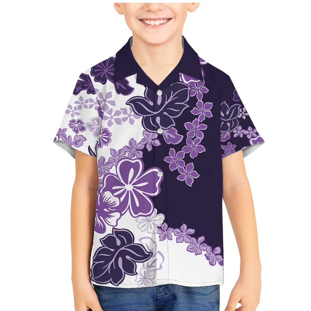 Purple Hibiscus Plumeria Floral Family Matching Mermaid Dress and Hawaiian Shirt - Polynesian Pride