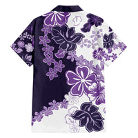 Purple Hibiscus Plumeria Floral Family Matching Off Shoulder Maxi Dress and Hawaiian Shirt - Polynesian Pride