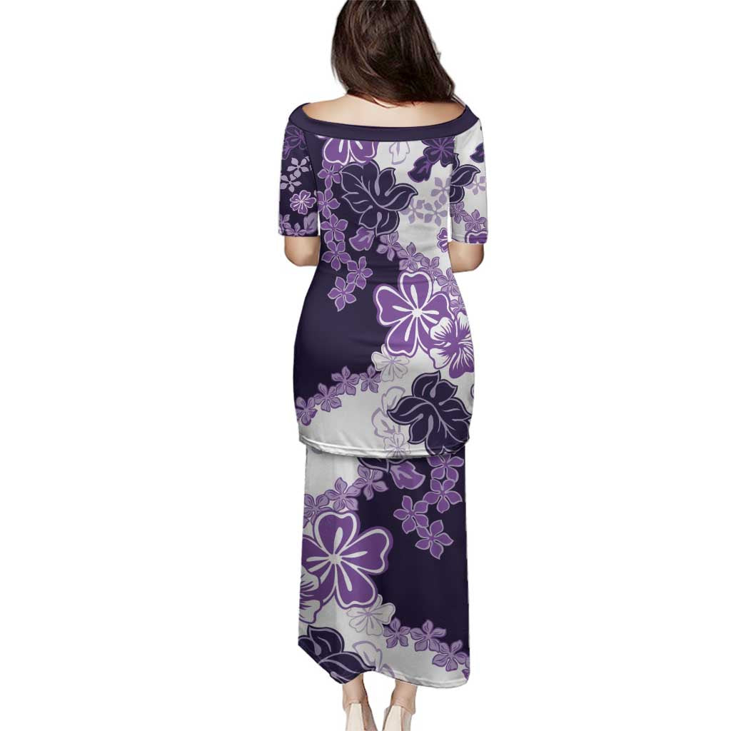 Purple Hibiscus Plumeria Floral Family Matching Puletasi and Hawaiian Shirt - Polynesian Pride