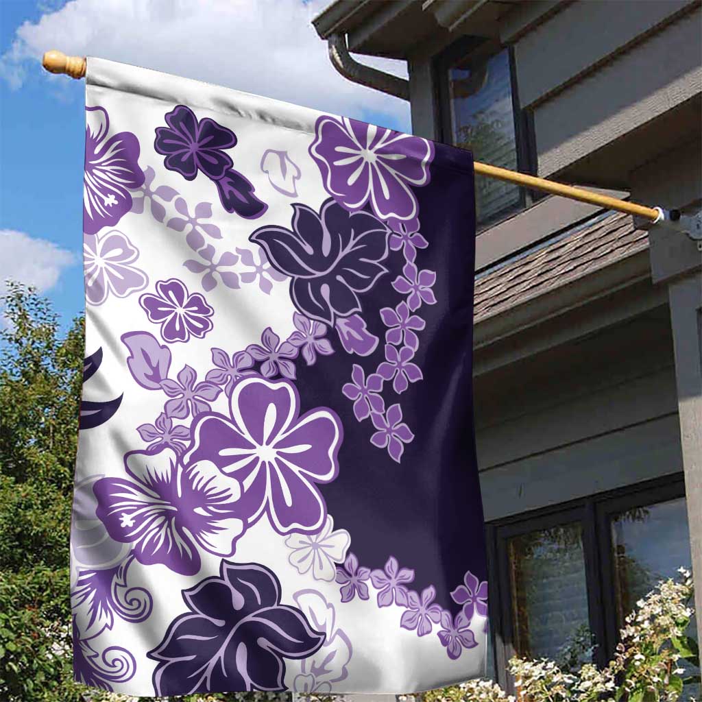 Purple Hibiscus Plumeria Floral Garden Flag - Polynesian Pride