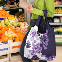 Purple Hibiscus Plumeria Floral Grocery Bag - Polynesian Pride
