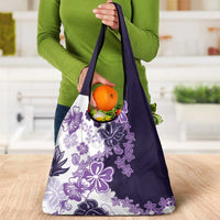 Purple Hibiscus Plumeria Floral Grocery Bag - Polynesian Pride