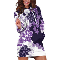Purple Hibiscus Plumeria Floral Hoodie Dress - Polynesian Pride