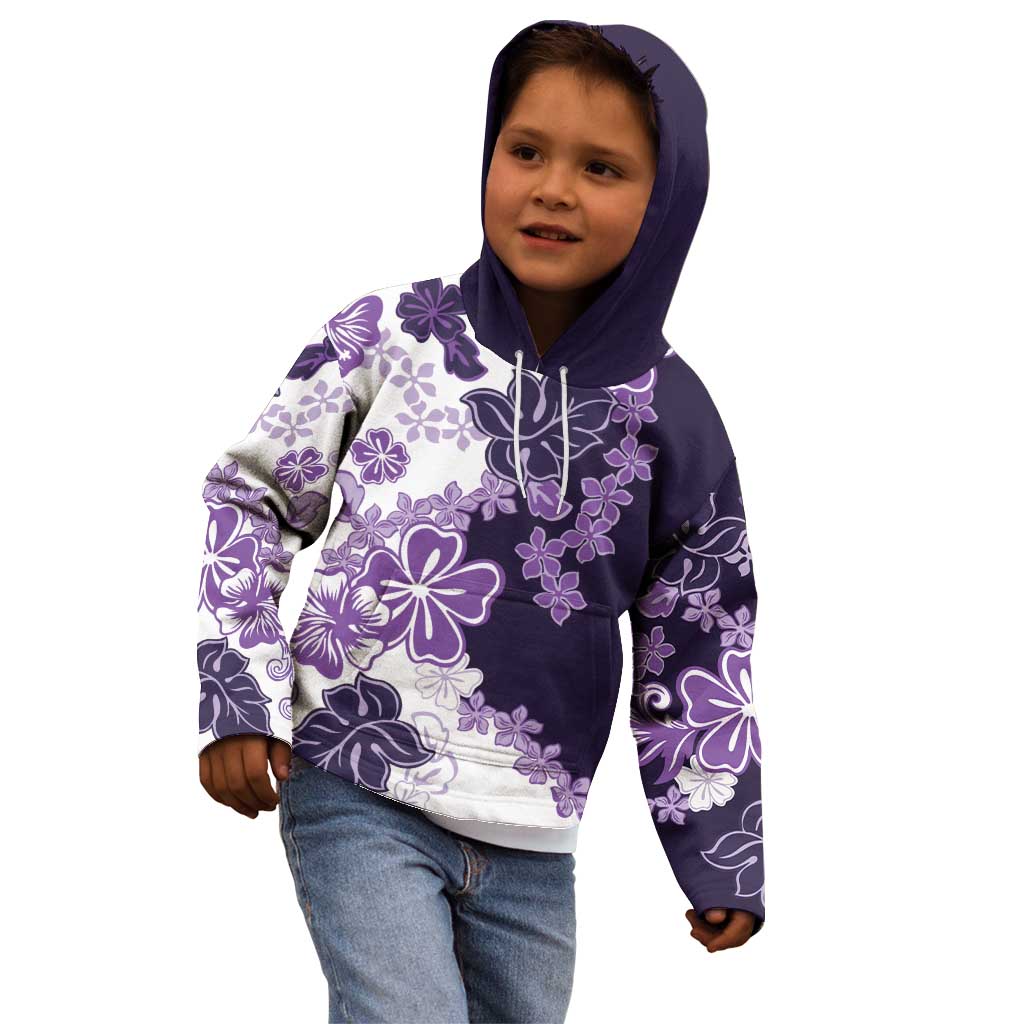Purple Hibiscus Plumeria Floral Kid Hoodie LT01 - Polynesian Pride