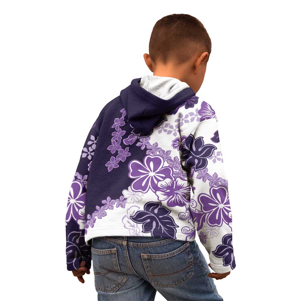 Purple Hibiscus Plumeria Floral Kid Hoodie LT01 - Polynesian Pride