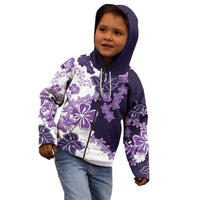Purple Hibiscus Plumeria Floral Kid Hoodie LT01 - Polynesian Pride