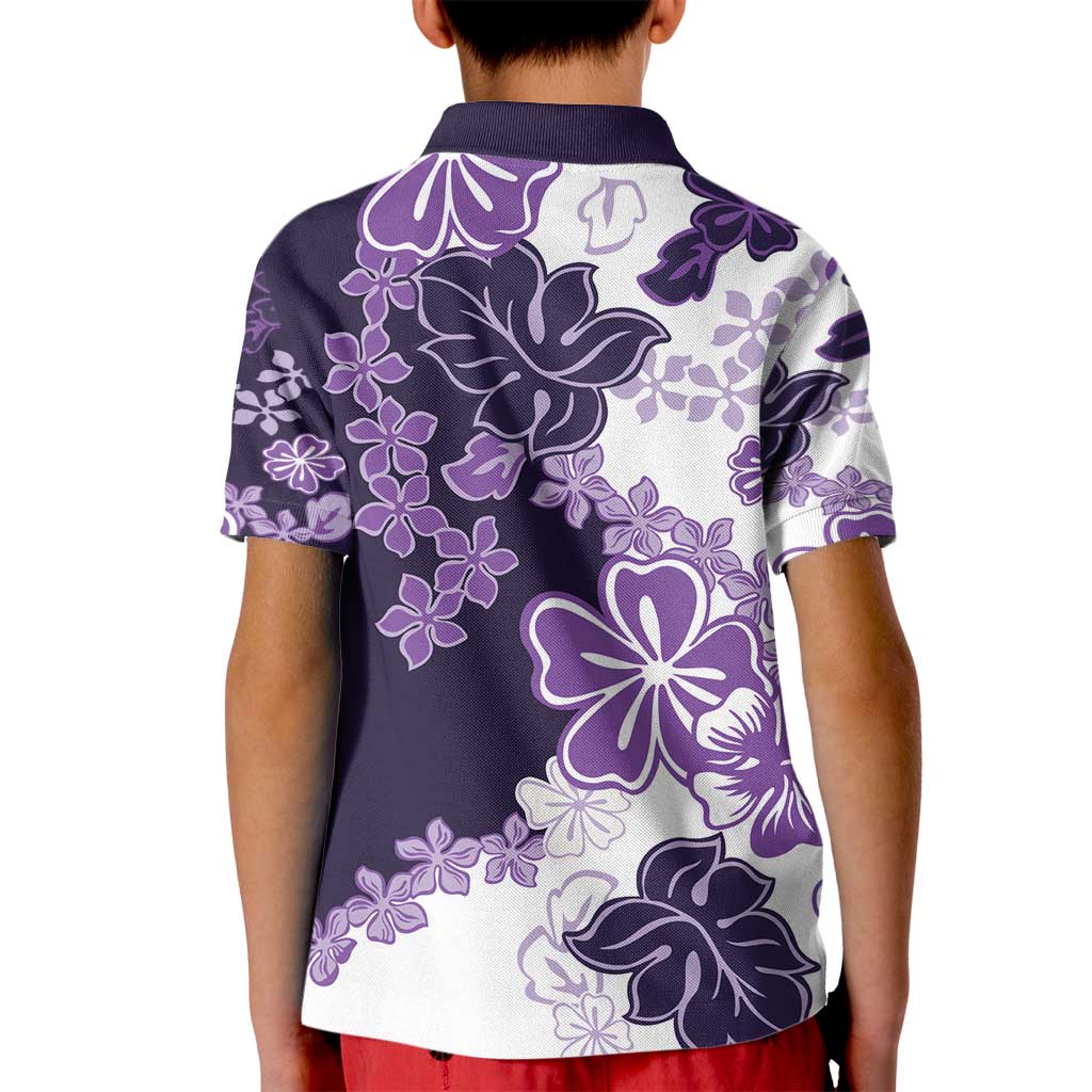 Purple Hibiscus Plumeria Floral Kid Polo Shirt LT01 - Polynesian Pride