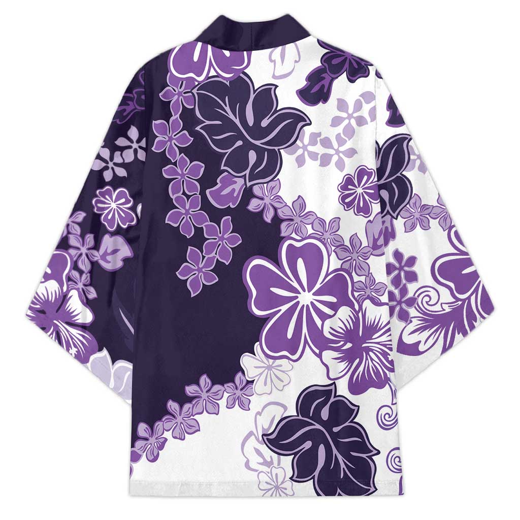 Purple Hibiscus Plumeria Floral Kimono - Polynesian Pride
