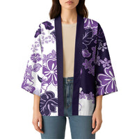 Purple Hibiscus Plumeria Floral Kimono - Polynesian Pride