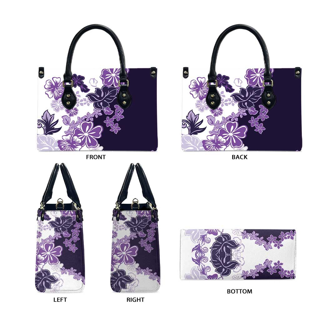 Purple Hibiscus Plumeria Floral Leather Bag - Polynesian Pride