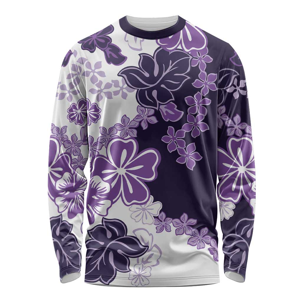 Purple Hibiscus Plumeria Floral Long Sleeve Shirt - Polynesian Pride