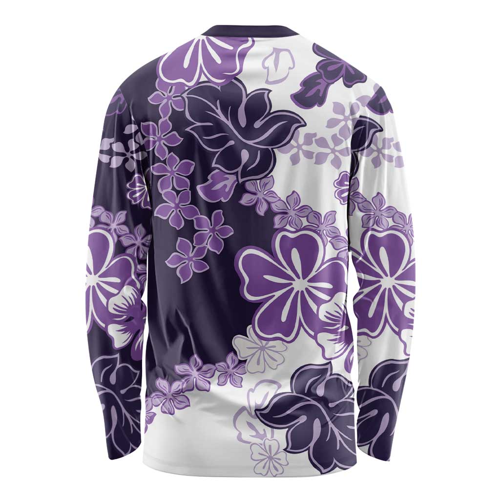 Purple Hibiscus Plumeria Floral Long Sleeve Shirt - Polynesian Pride