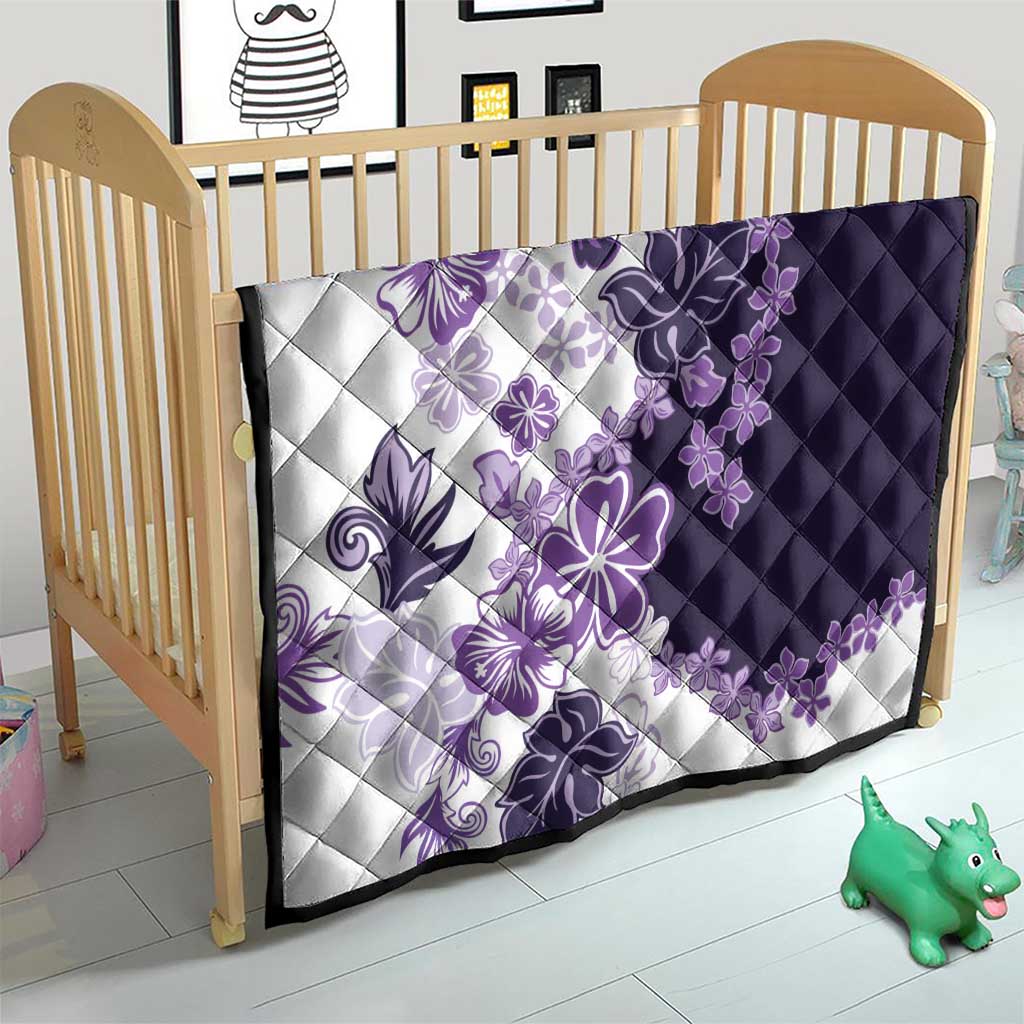 Purple Hibiscus Plumeria Floral Quilt - Polynesian Pride