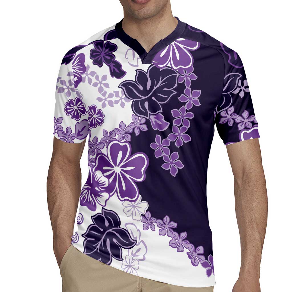 Purple Hibiscus Plumeria Floral Rugby Jersey - Polynesian Pride
