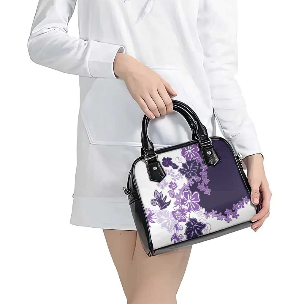 Purple Hibiscus Plumeria Floral Shoulder Handbag - Polynesian Pride