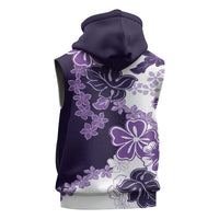 Purple Hibiscus Plumeria Floral Sleeveless Hoodie - Polynesian Pride