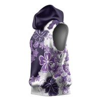 Purple Hibiscus Plumeria Floral Sleeveless Hoodie - Polynesian Pride