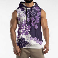 Purple Hibiscus Plumeria Floral Sleeveless Hoodie - Polynesian Pride