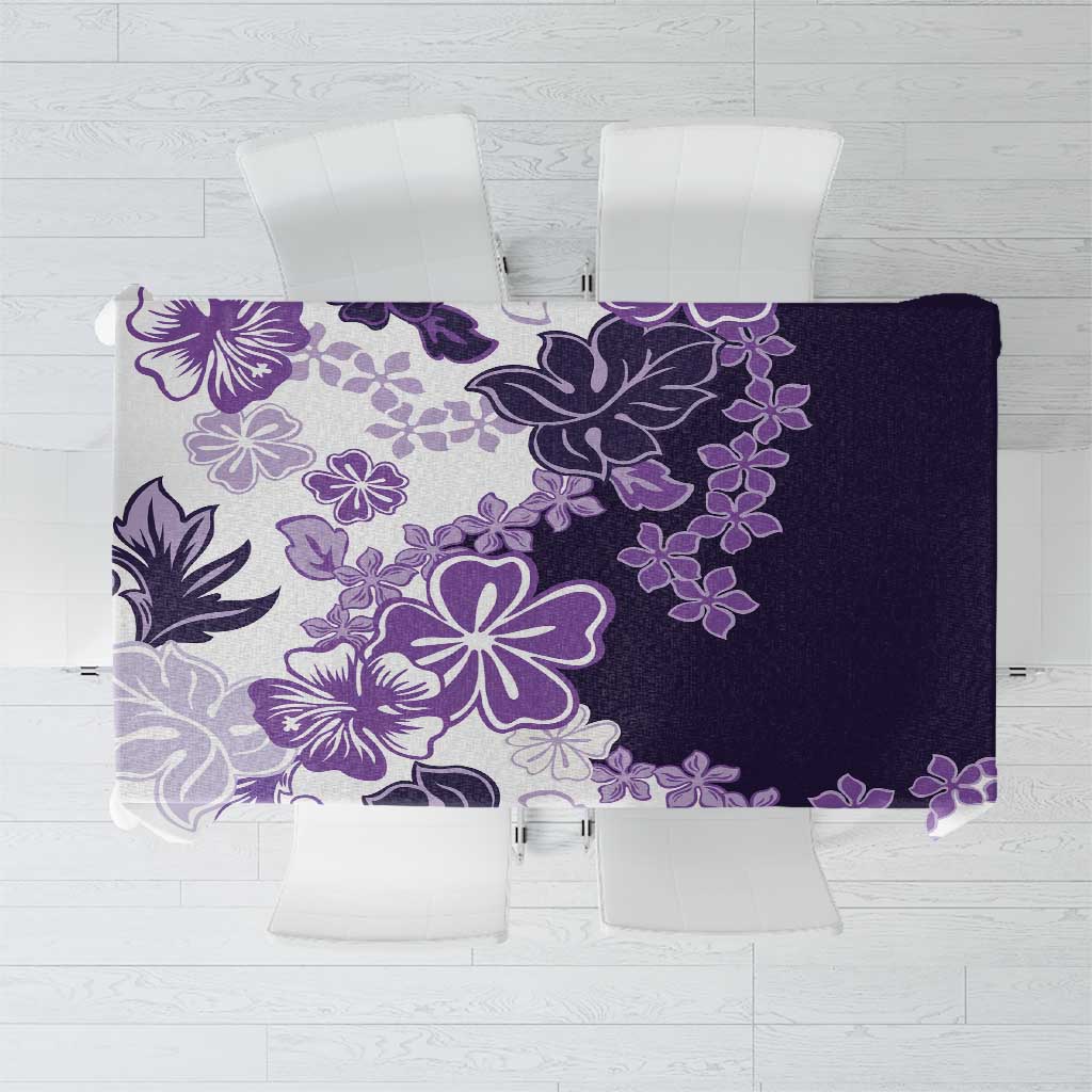 Purple Hibiscus Plumeria Floral Tablecloth - Polynesian Pride