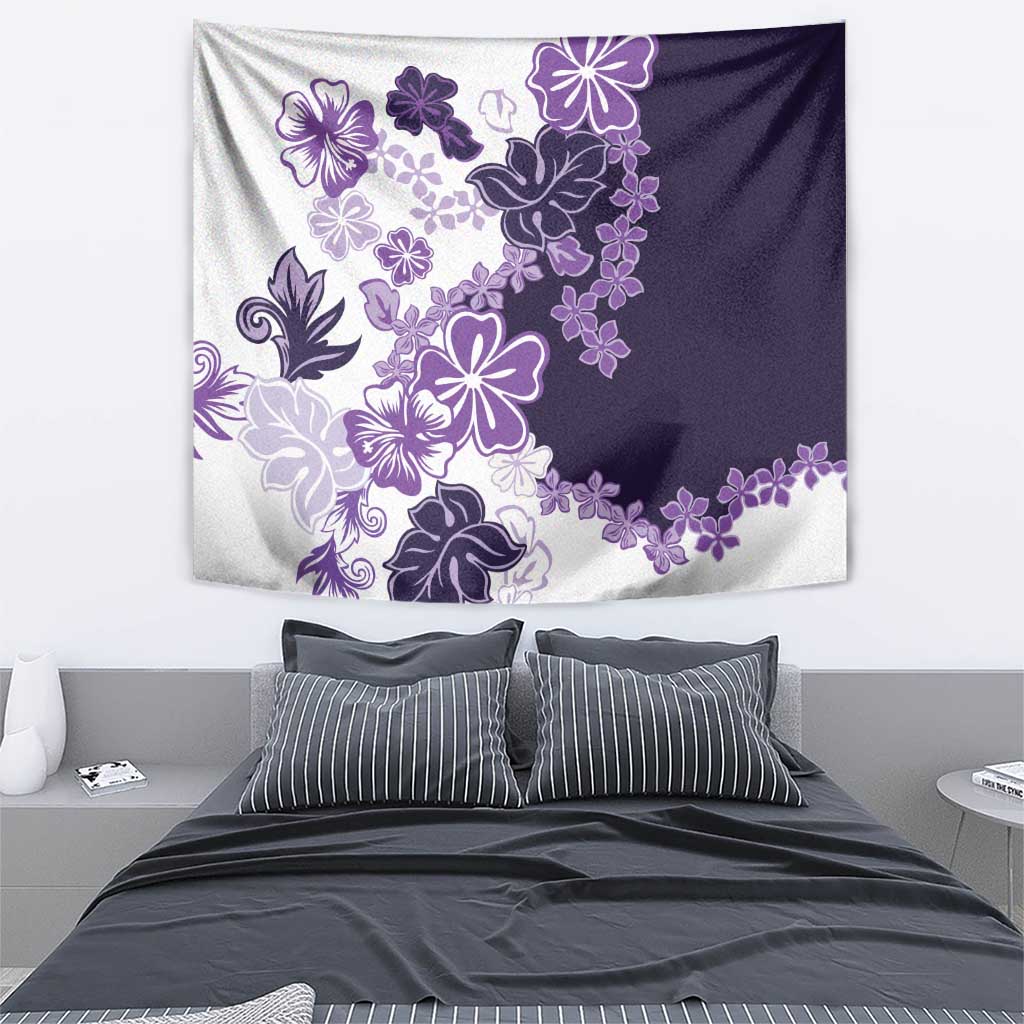 Purple Hibiscus Plumeria Floral Tapestry LT01 - Polynesian Pride