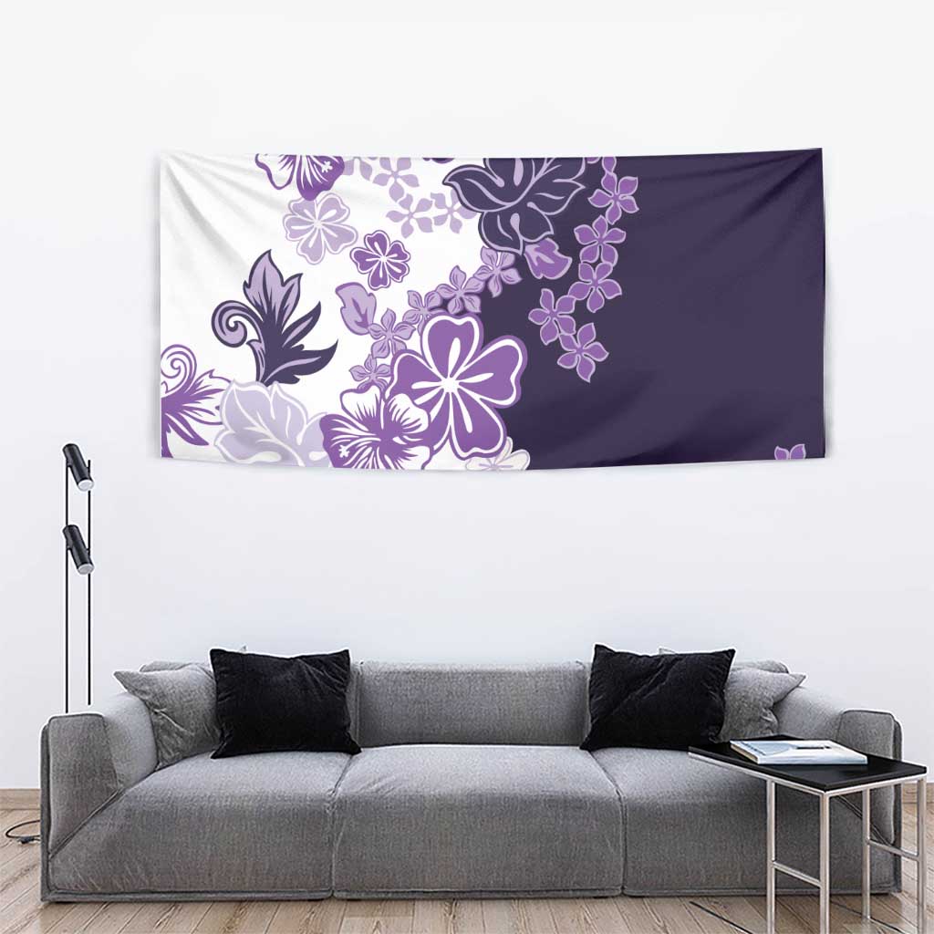 Purple Hibiscus Plumeria Floral Tapestry LT01 - Polynesian Pride