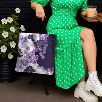 Purple Hibiscus Plumeria Floral Tote Bag - Polynesian Pride