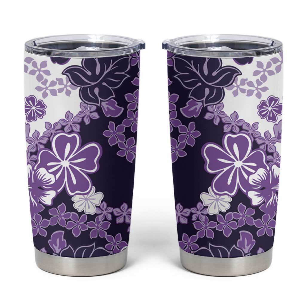Purple Hibiscus Plumeria Floral Tumbler Cup - Polynesian Pride