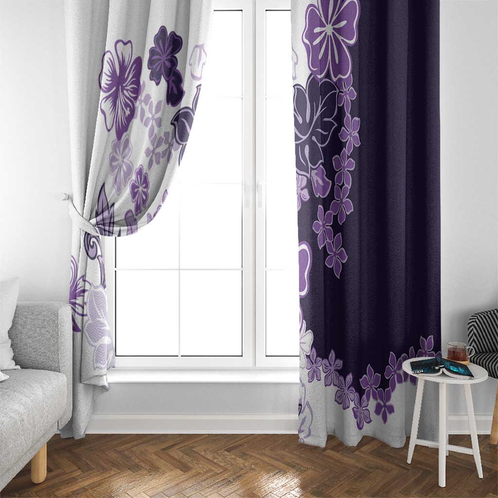 Purple Hibiscus Plumeria Floral Window Curtain - Polynesian Pride
