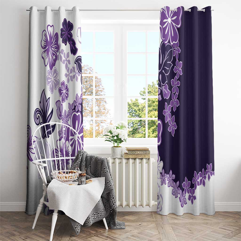 Purple Hibiscus Plumeria Floral Window Curtain - Polynesian Pride