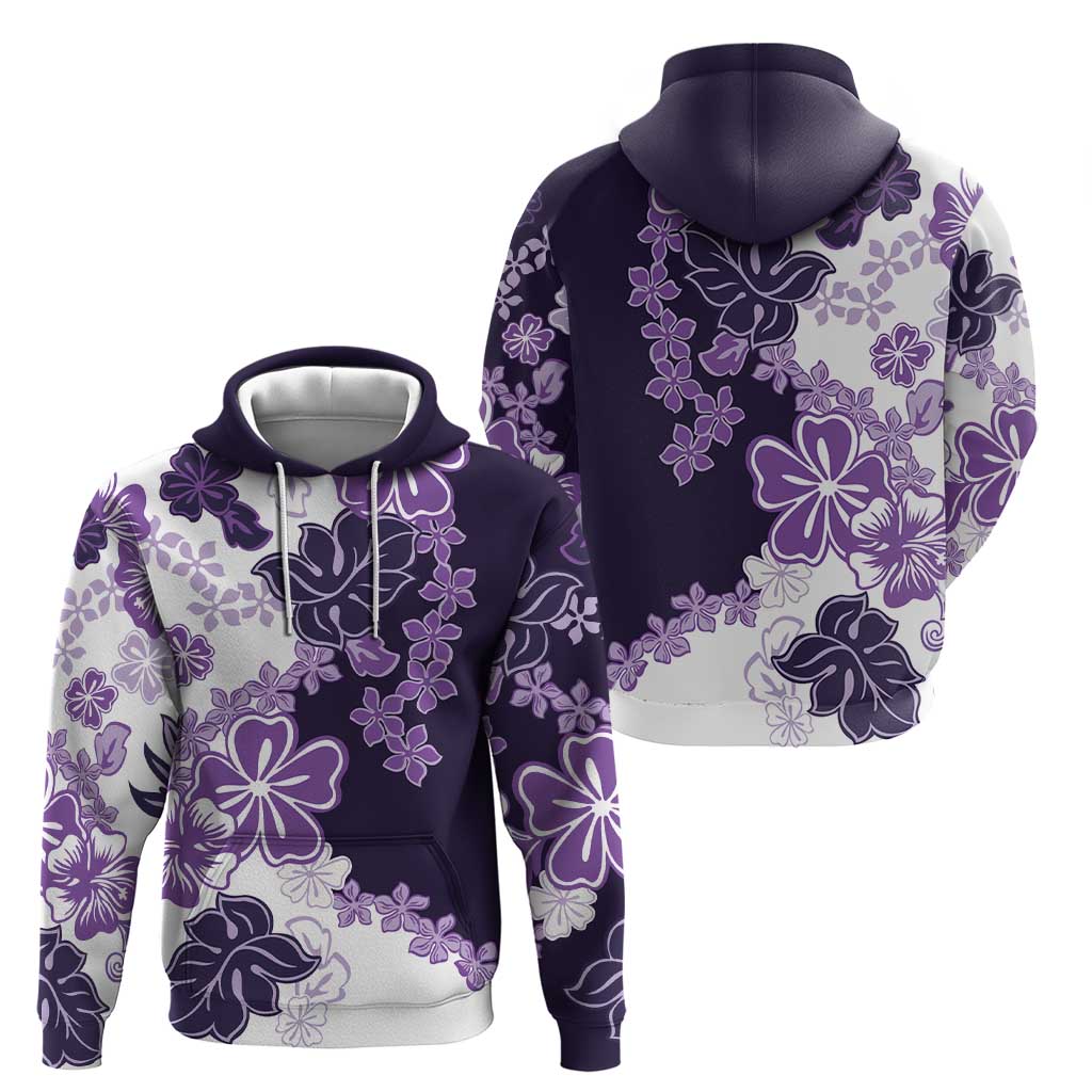 Purple Hibiscus Plumeria Floral Zip Hoodie - Polynesian Pride